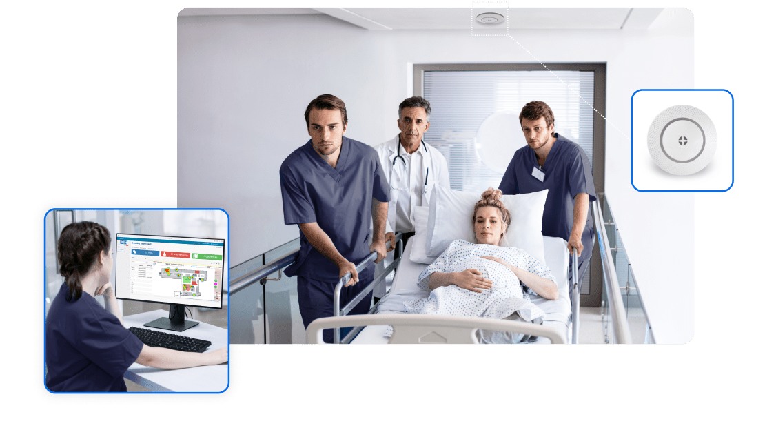 NAO blue listener providing accurate patient bed location data to nurse in nurse station