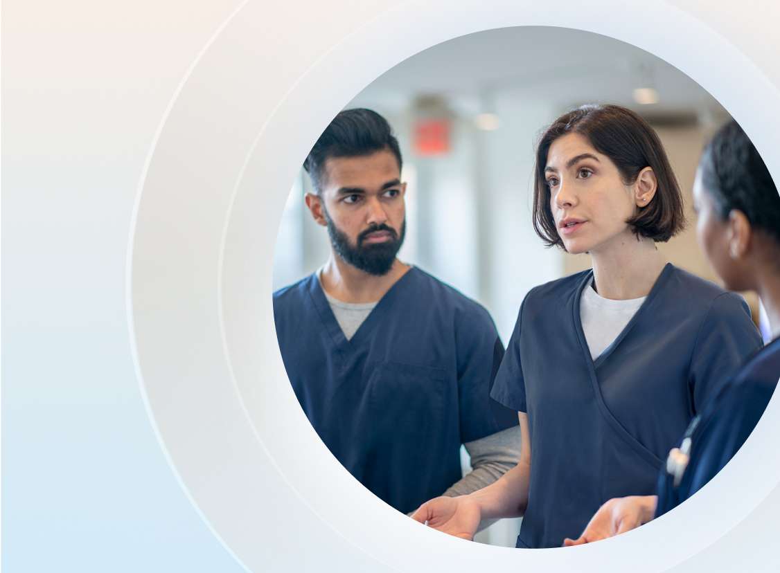 Nurses talking in hospital